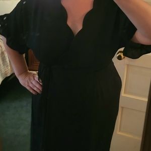 NWOT flowy black midi wrap dress